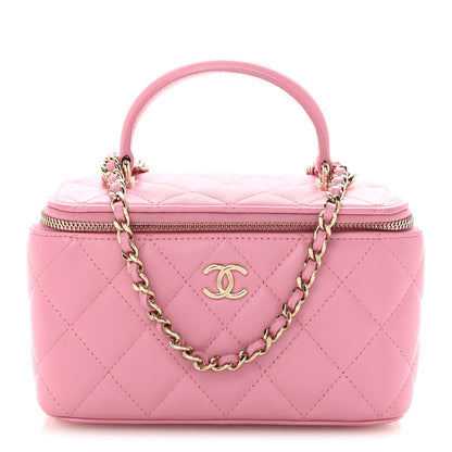 Chanel Lambskin Quilted Small Top Handle Vanity Case With Chain Pink 1 of 10