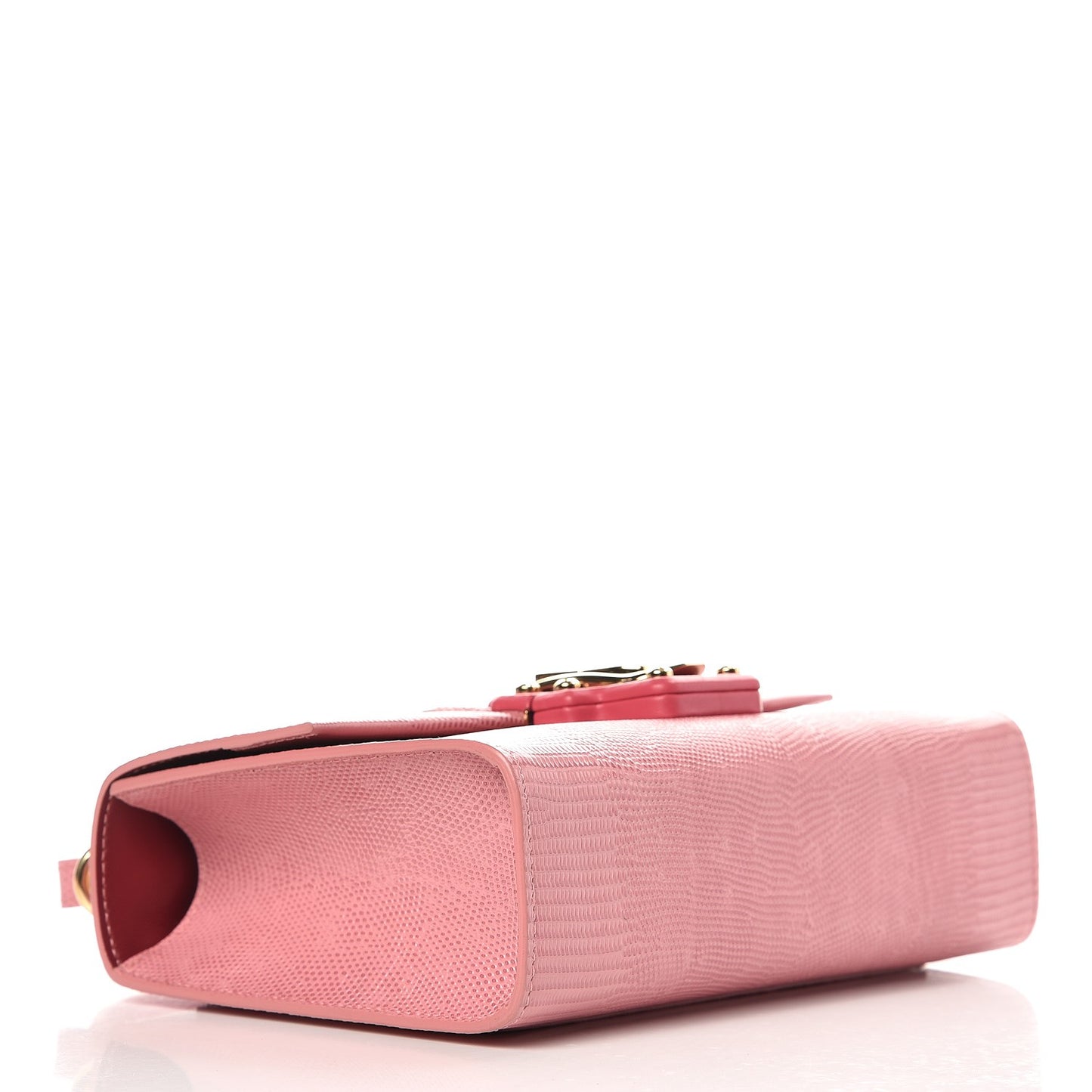 Iguana Calfskin Embossed Lucia Top Handle Bag Pink