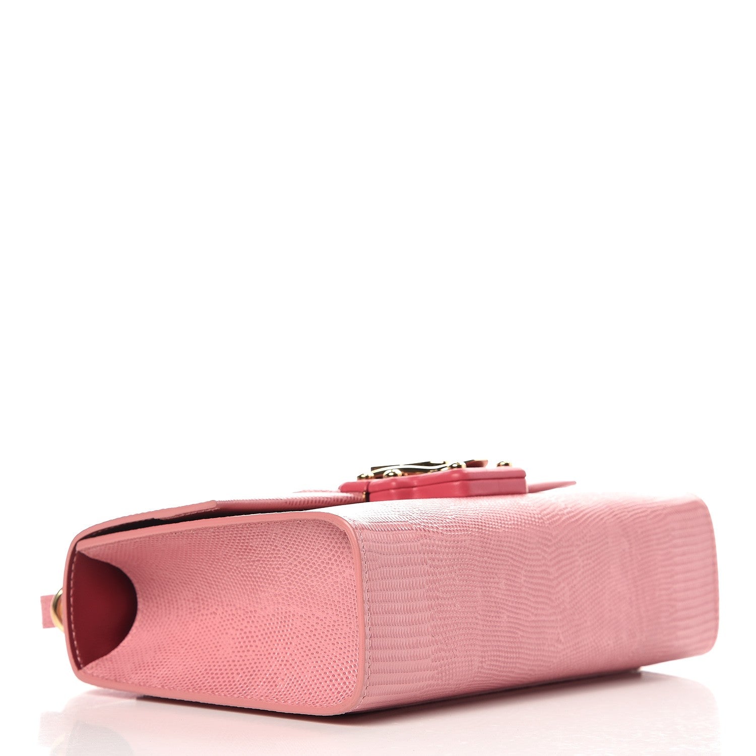 Dolce & Gabbana Iguana Calfskin Embossed Lucia Top Handle Bag Pink 4 of 11