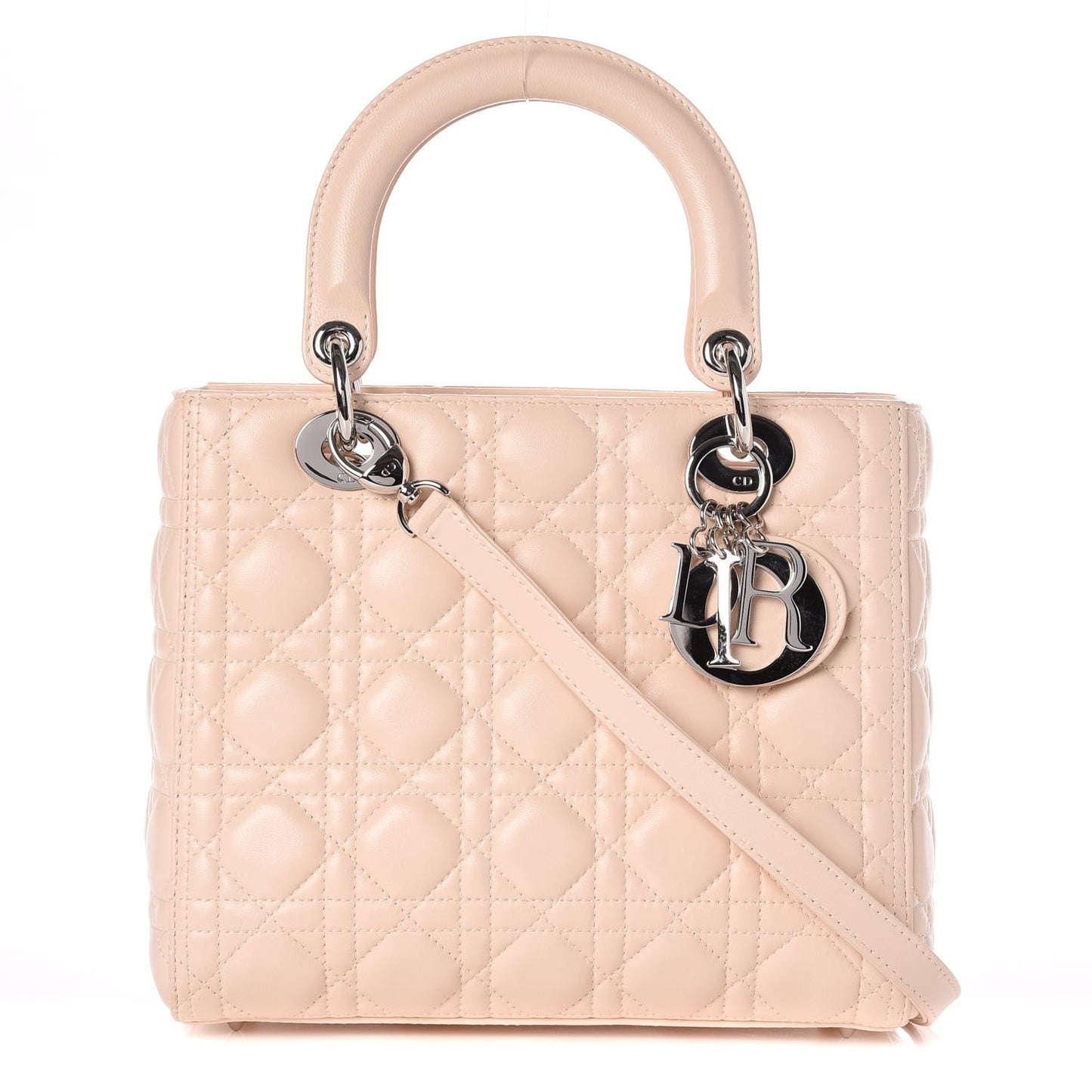 Lambskin Cannage Medium Lady Dior Rose Poudre