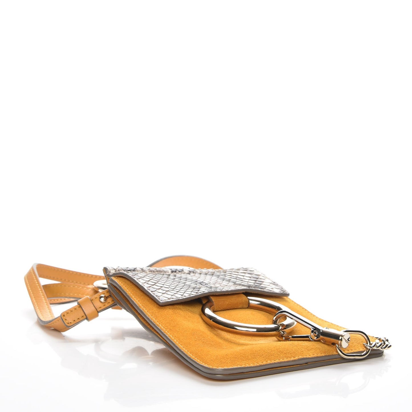 Suede Calfskin Python Embossed Mini Faye Bracelet Bag Sunflower