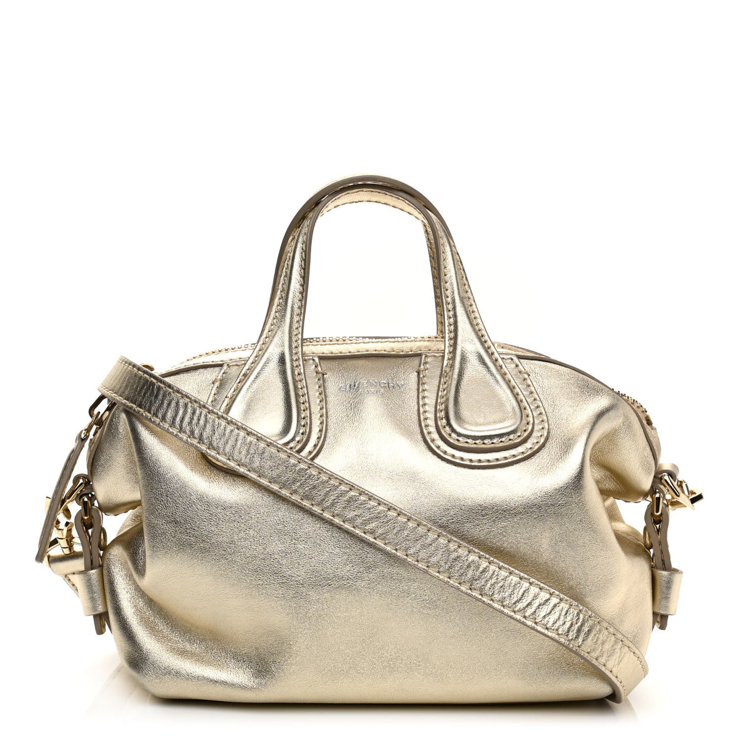 Metallic Calfskin Micro Nightingale Gold