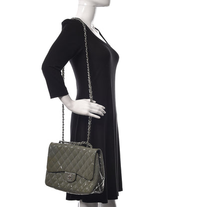 Chanel Patent Quilted Jumbo Single Flap Grey 2 of 18
