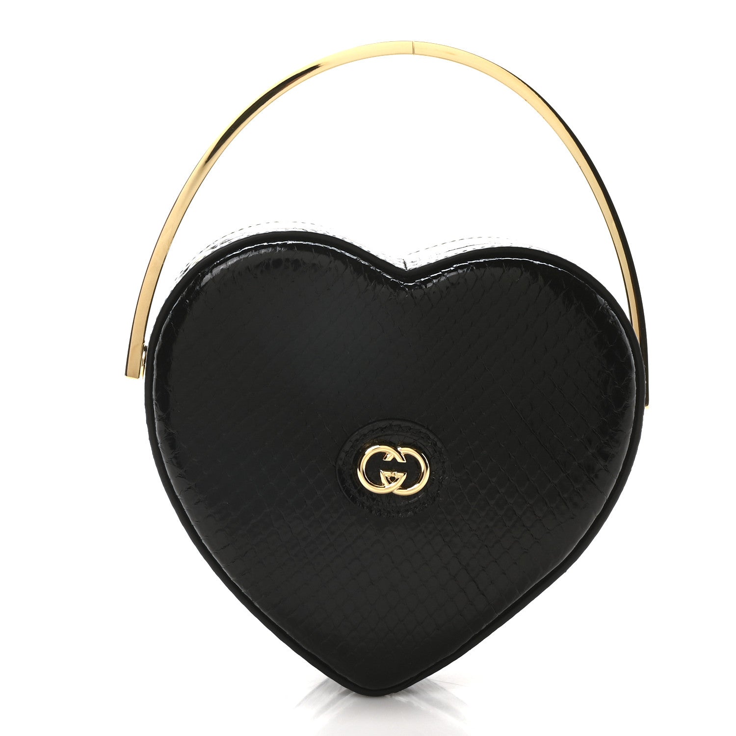 Gucci Snakeskin Broadway Ring Top Handle Bag Black 1 of 12