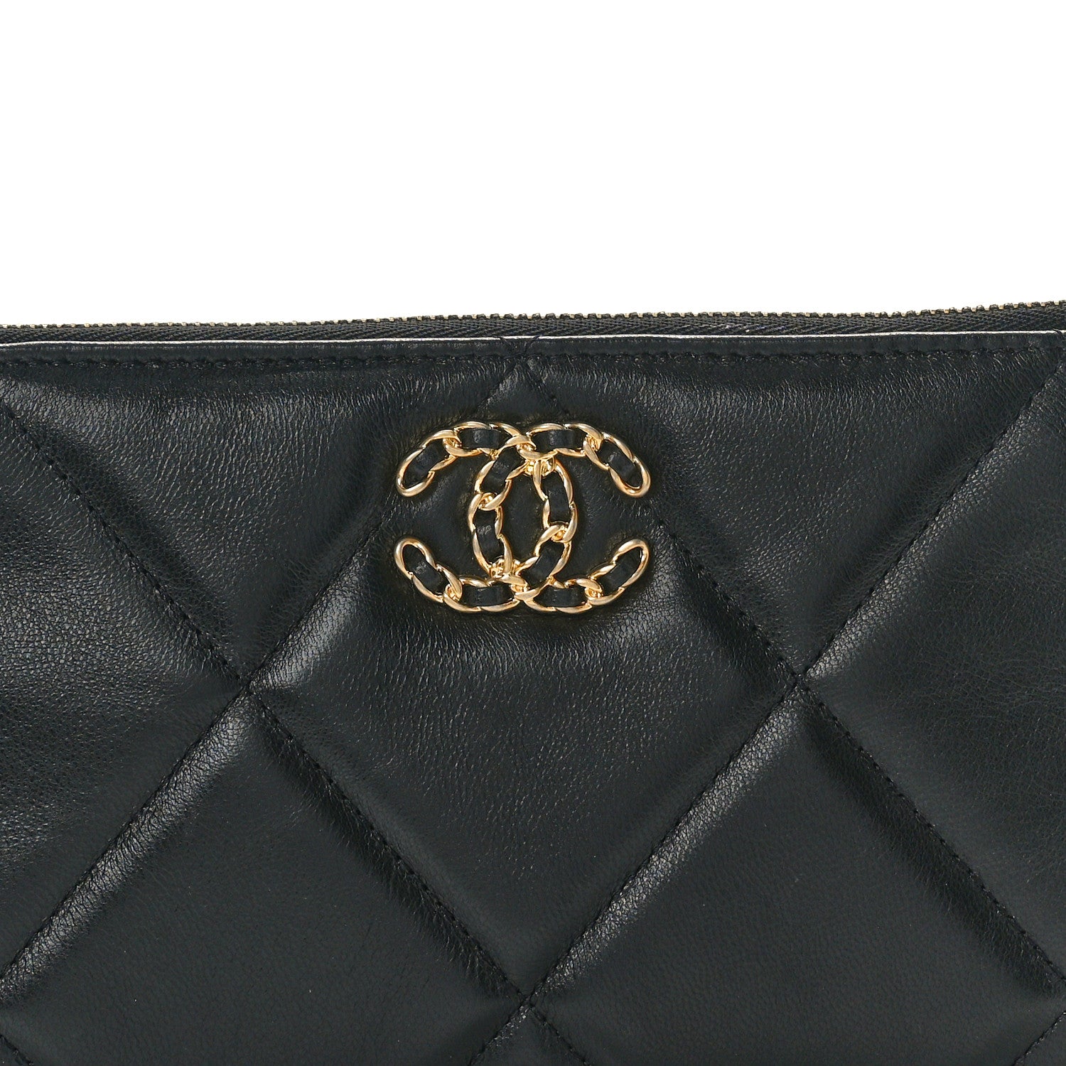 Chanel Shiny Goatskin Quilted Small Chanel 19 Pouch Black 8 of 9