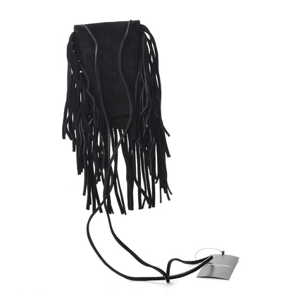 Saint Laurent Suede Fringe Toy Monogram Anita Crossbody Bag Black 3 of 7