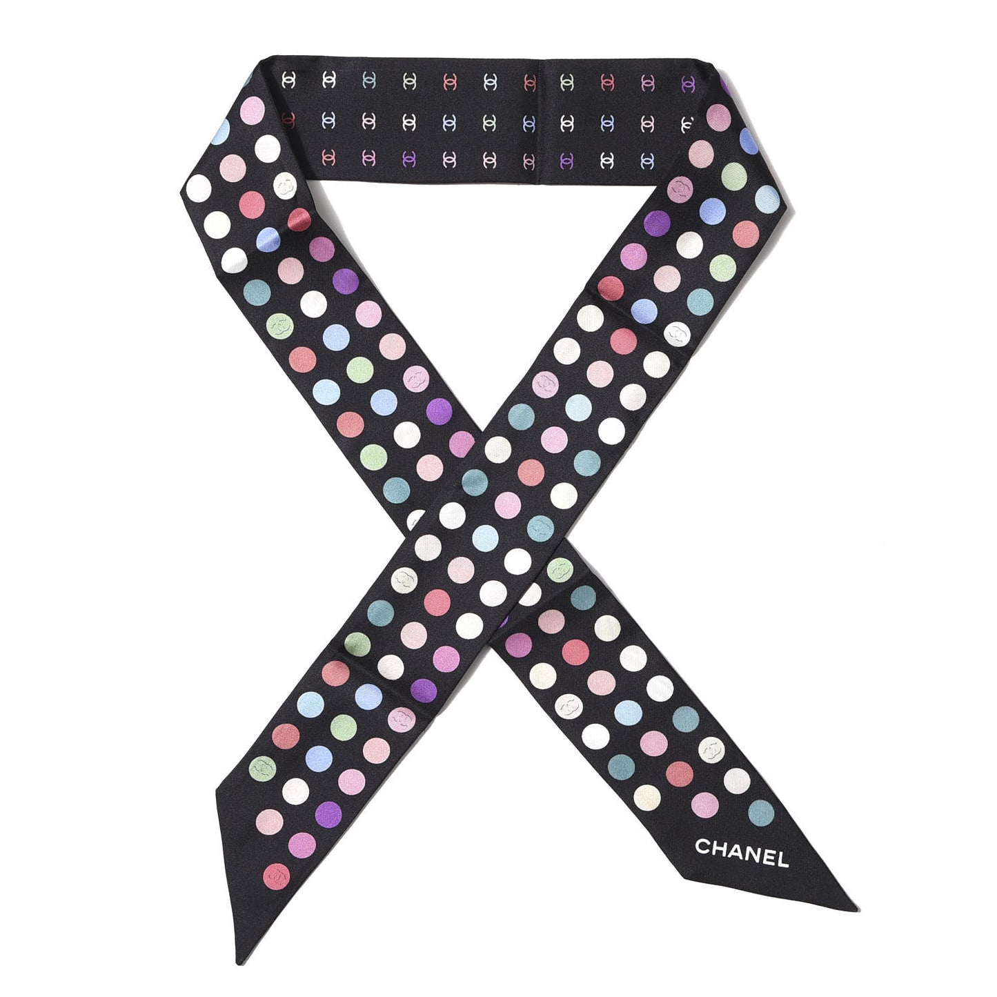 Silk Polka Dot CC Slim Bandeau Black Multicolor