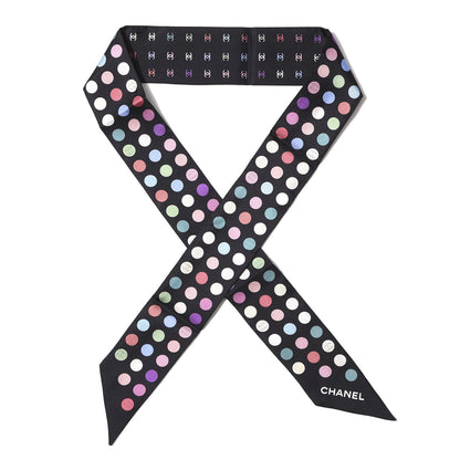 Chanel Silk Polka Dot CC Slim Bandeau Black Multicolor 1 of 3
