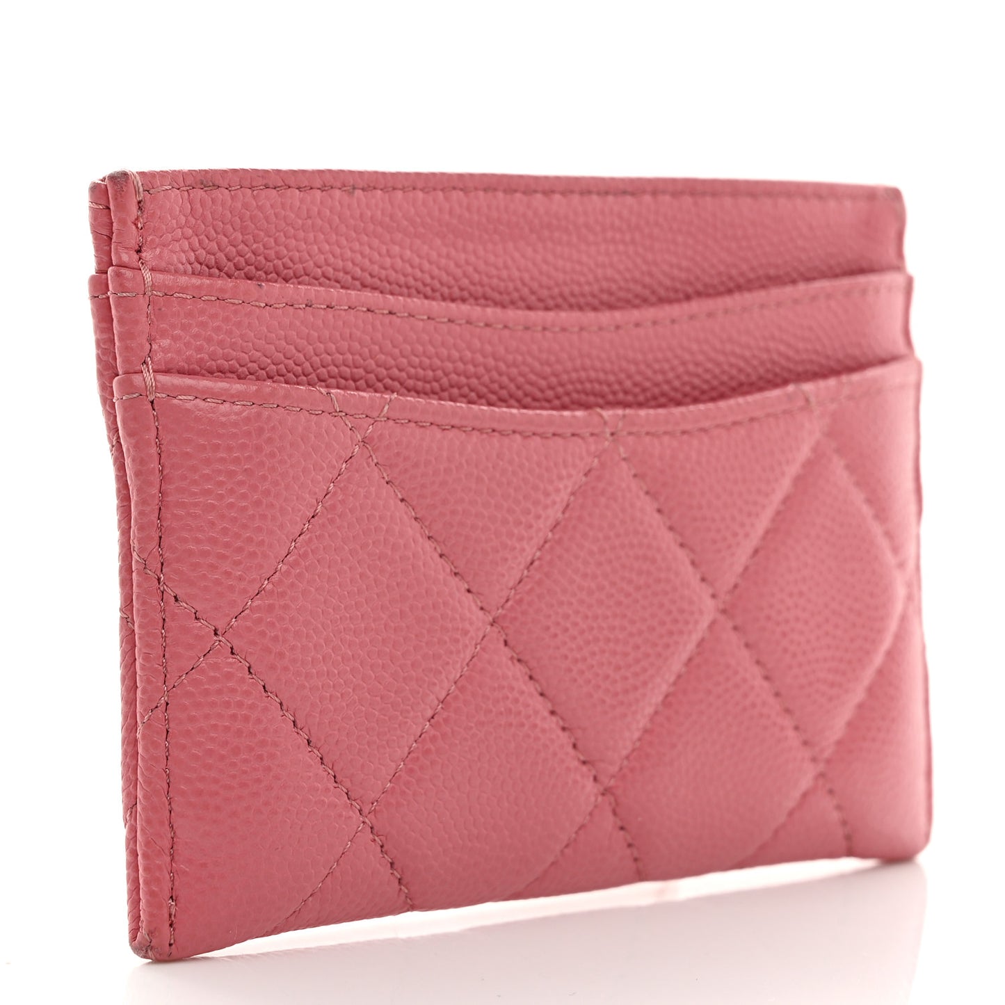 Caviar Quilted Card Holder Pink