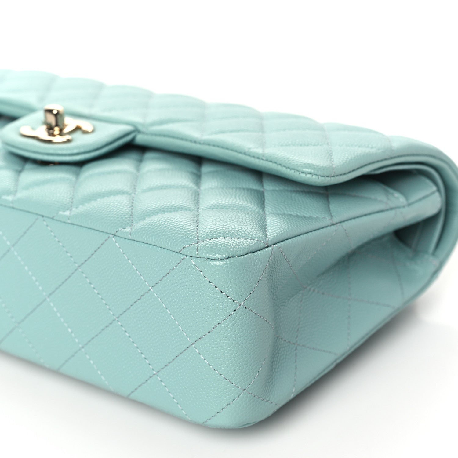 Chanel Caviar Quilted Medium Double Flap Light Blue 10 of 10