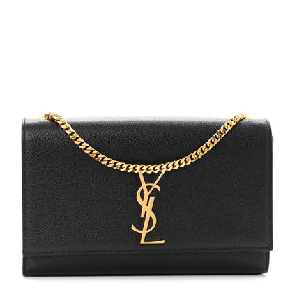 Saint Laurent Grain De Poudre Medium Classic Monogram Kate Satchel Black 1 of 11