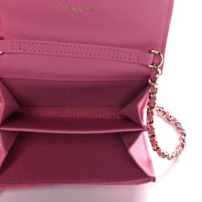 Chanel Caviar Quilted Flap Card Holder On Chain Pink 5 of 10