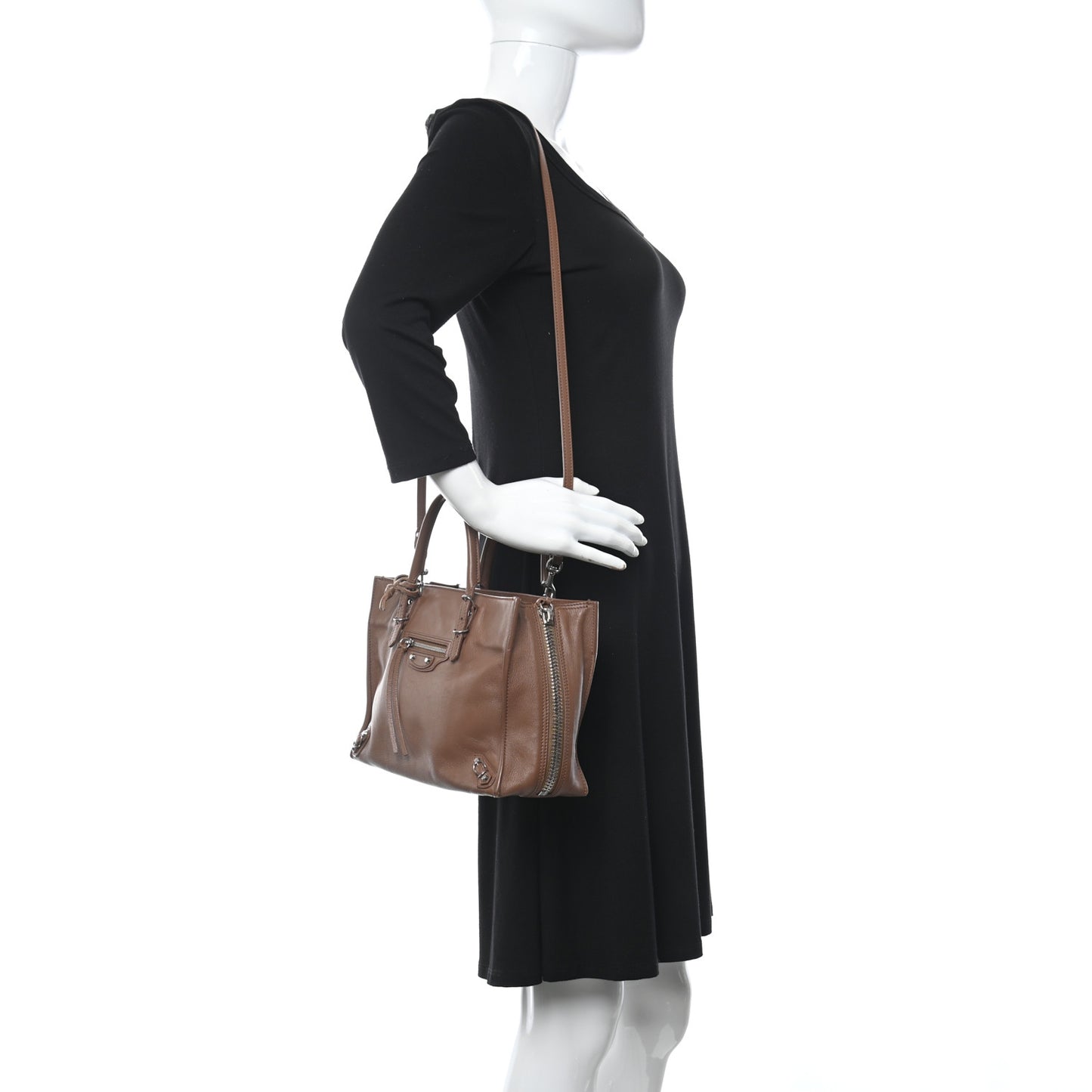 Supple Calfskin Papier Mini A4 Zip Around Tote Marron Tabacco