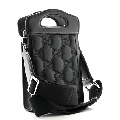 Gucci Nylon Calfskin Enamel GG Matelasse Mini Top Slip Handle Crossbody Bag Black 3 of 10