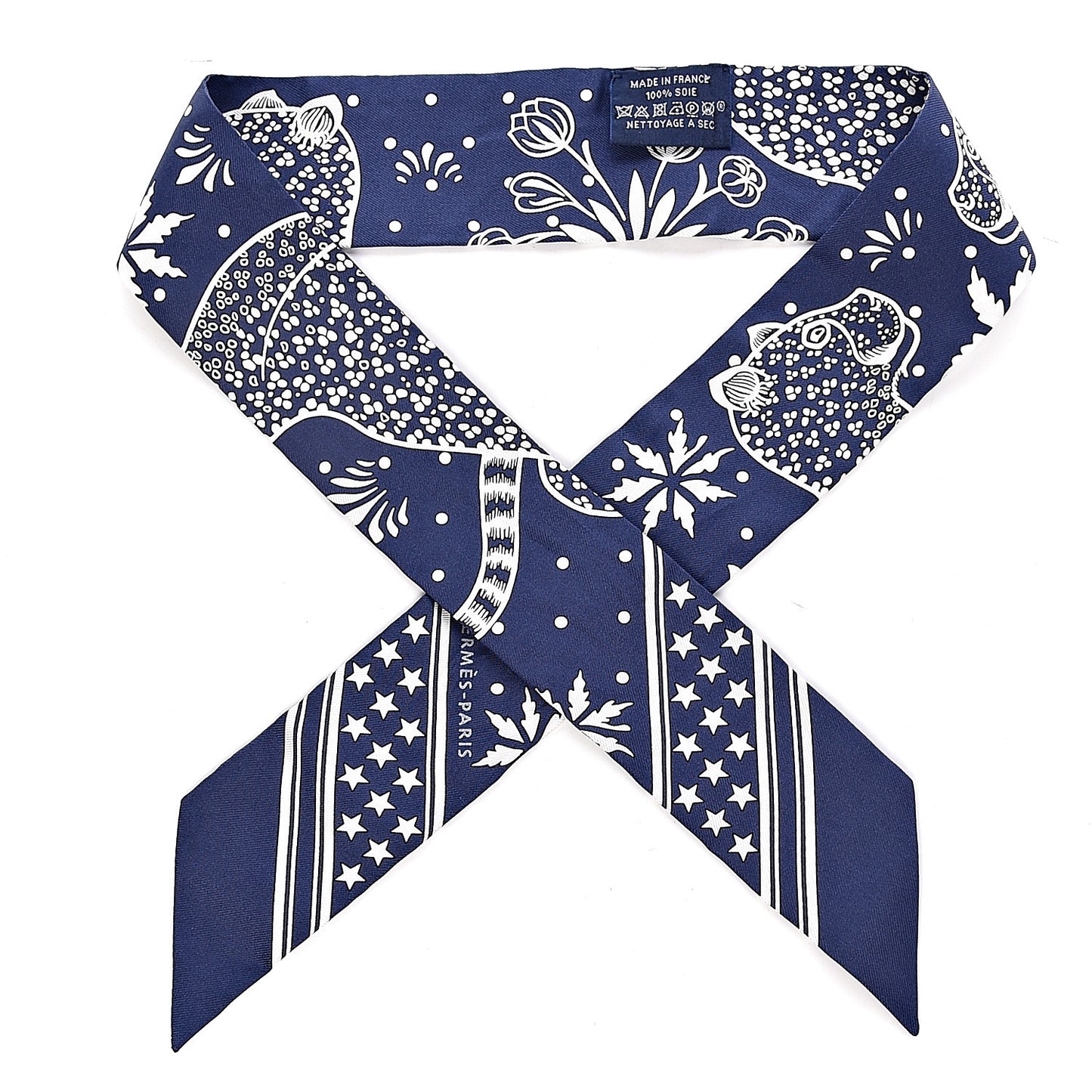 Silk Les Leopards Twilly Marine White