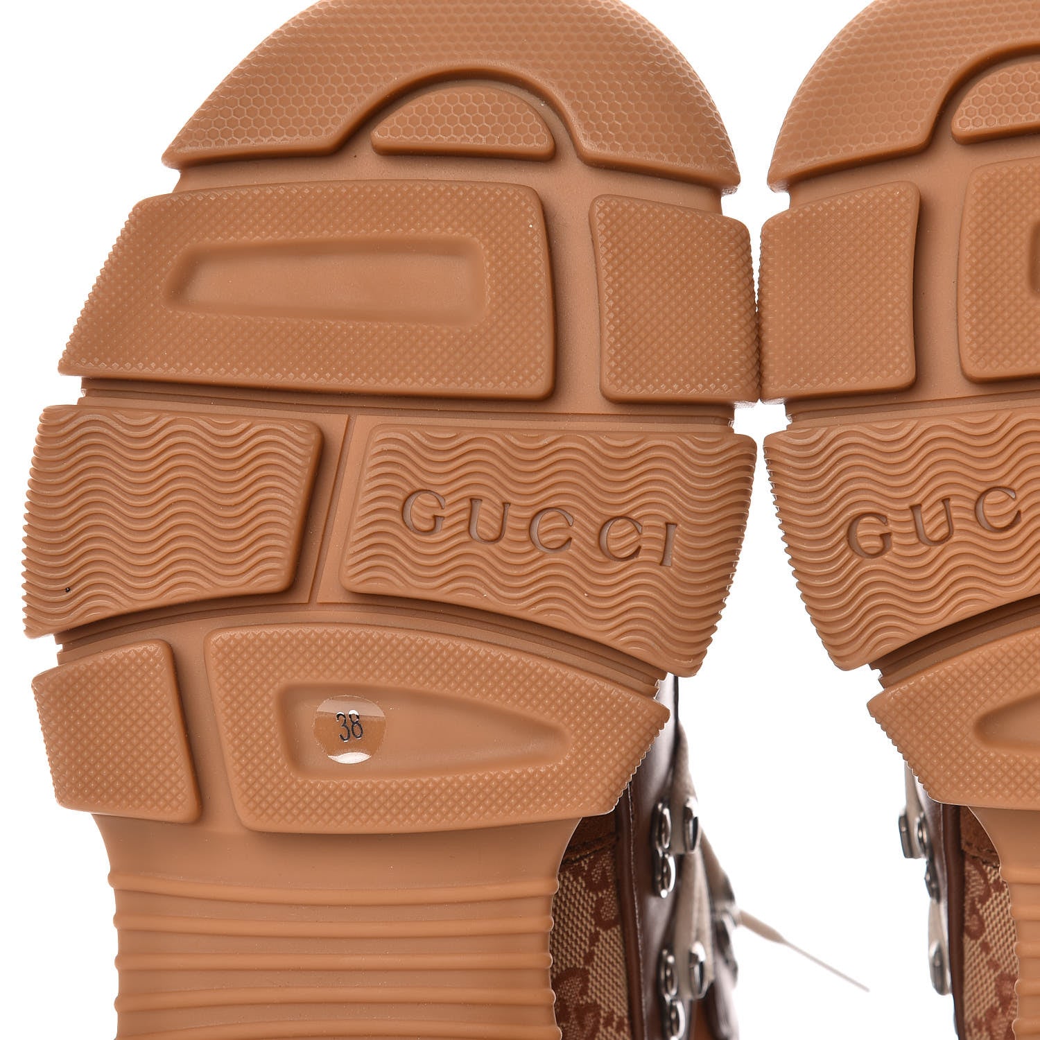 Gucci X SEGA Suede Calfskin GG Monogram Womens Flashtrek High-Top Sneakers 38 New Cuir Beige Ruggine 6 of 9