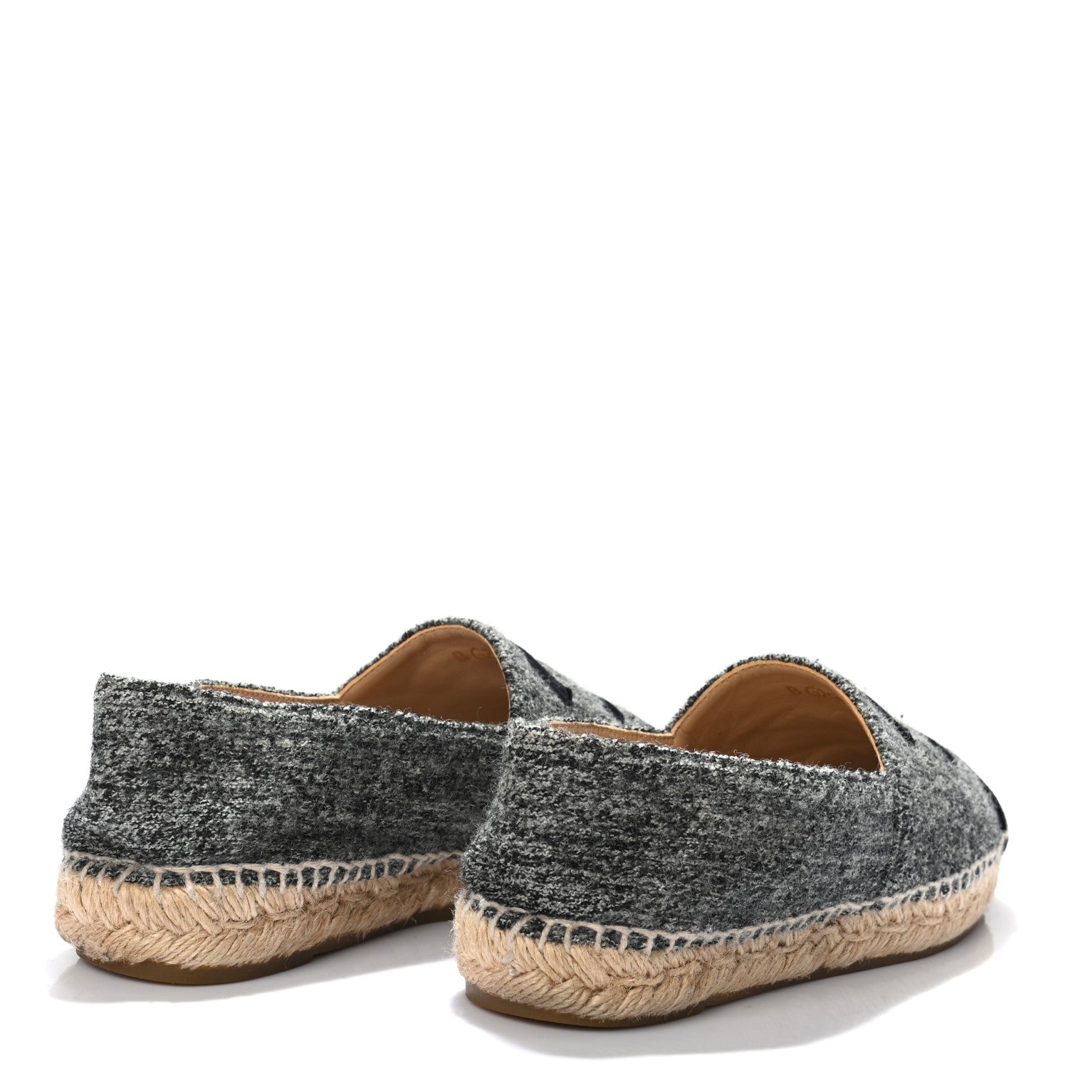 Chanel Tweed Velvet CC Espadrilles 36 Grey Black 4 of 8