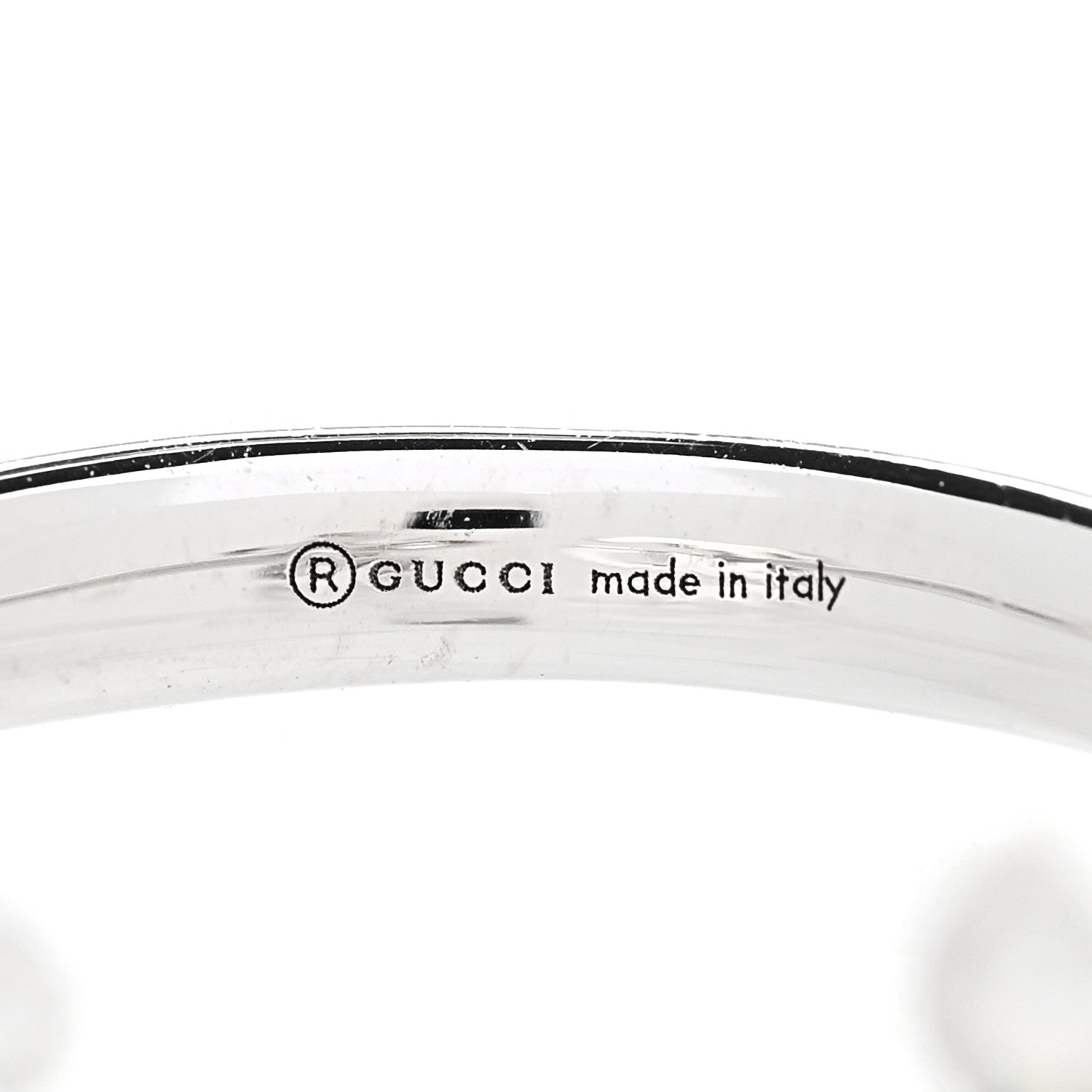 Gucci 18K White Gold Diamond Flora GG Open Ring 53 6.25 4 of 5
