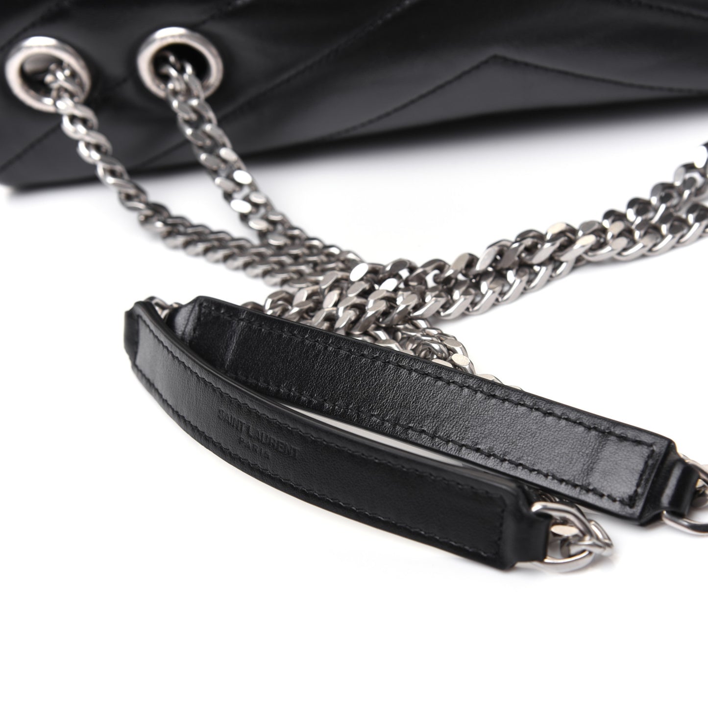Calfskin Y Quilted Monogram Medium Loulou Chain Satchel Black