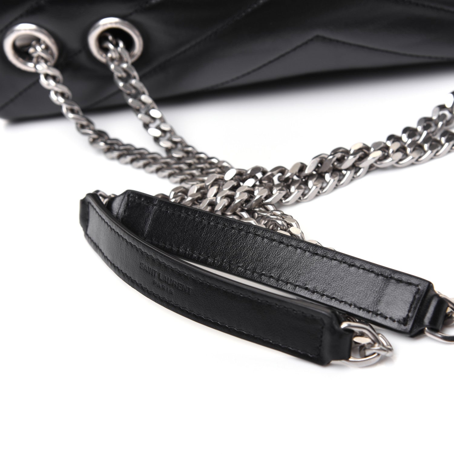 Saint Laurent Calfskin Y Quilted Monogram Medium Loulou Chain Satchel Black 19 of 20