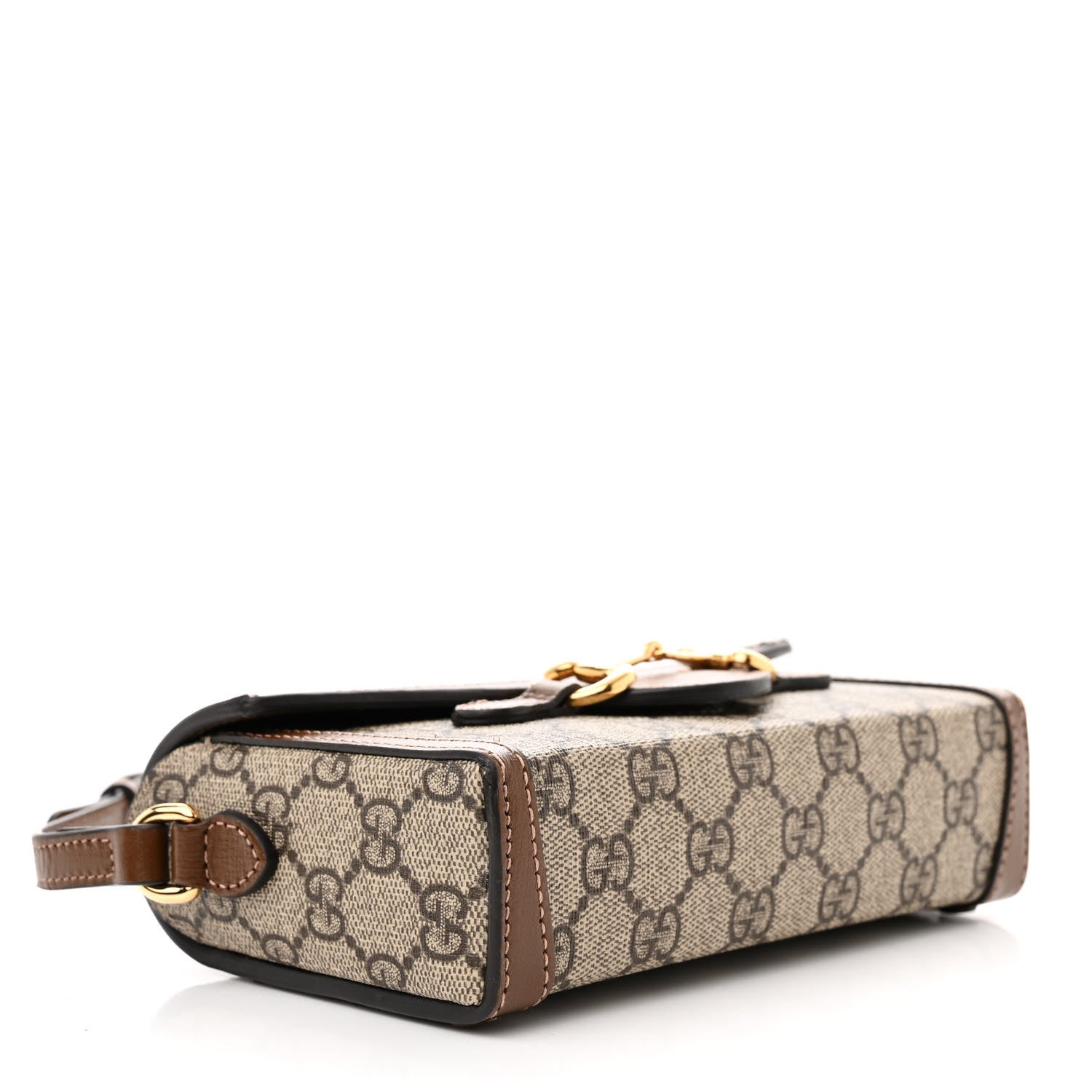 Gucci GG Supreme Monogram Mini Horsebit 1955 Shoulder Bag Beige Brown Sugar 4 of 13