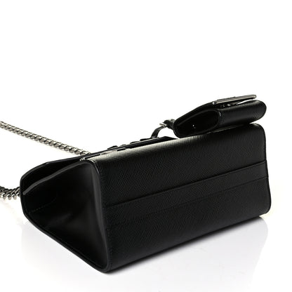 Prada Saffiano Cuir Calfskin Monochrome Robot Patches Envelope Flap Chain Shoulder Bag Black 2 of 4