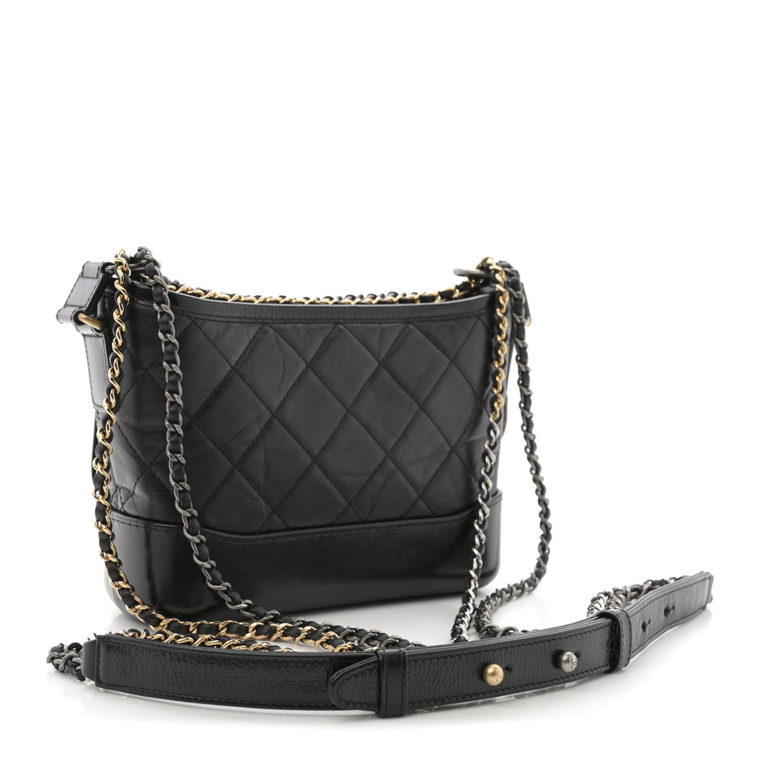 Chanel Aged Calfskin Quilted Small Gabrielle Hobo Black 3 of 11