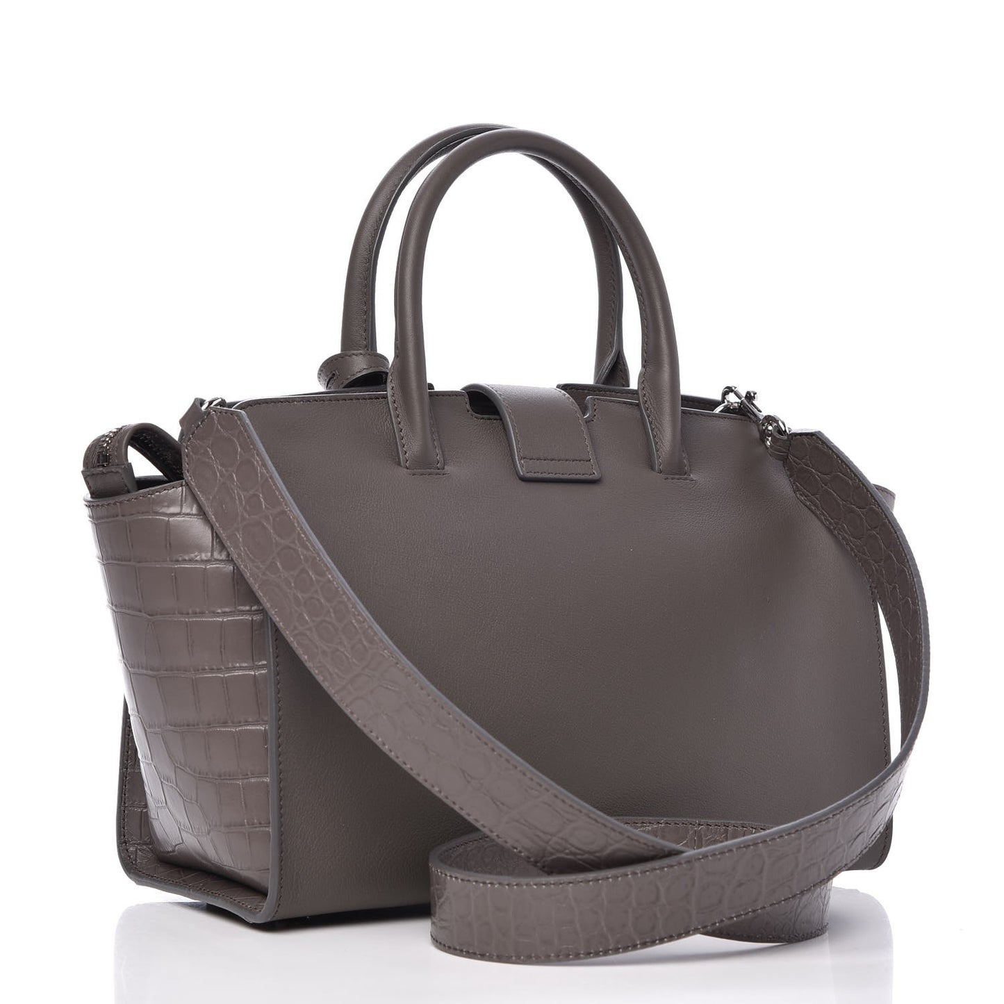 Smooth Calfskin Crocodile Embossed Baby Monogram Downtown Cabas Earth