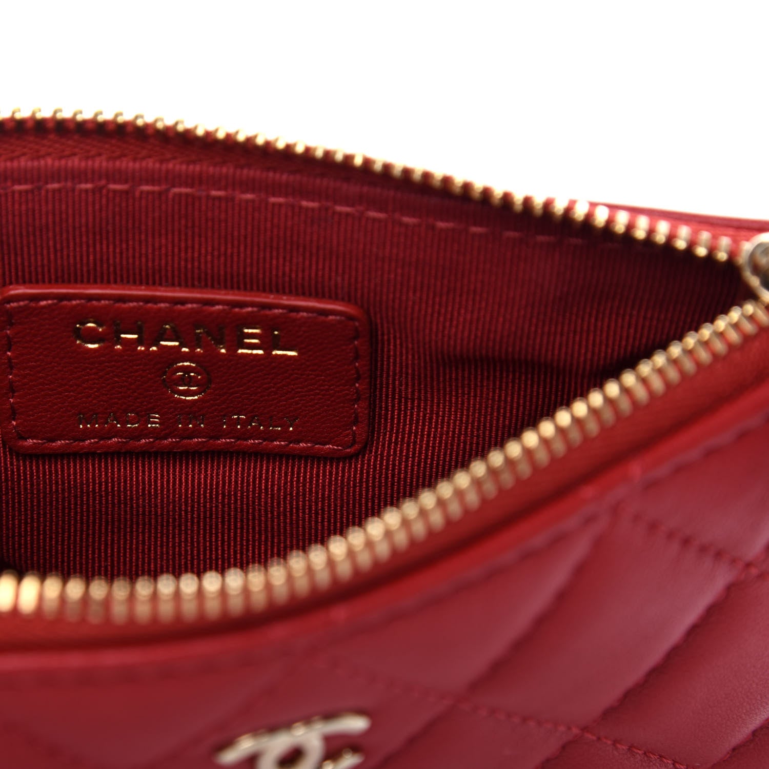 Chanel Lambskin Quilted Small Cosmetic Case Red 6 of 8