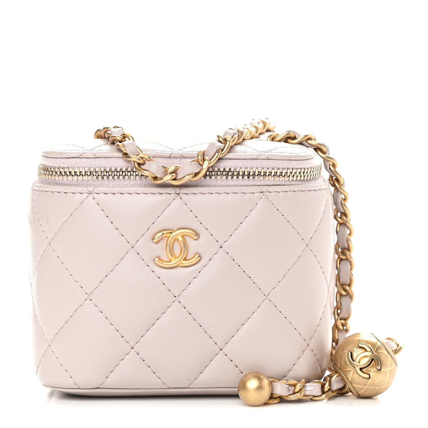 Chanel Lambskin Quilted Pearl Crush Mini Vanity Case With Chain Light Purple 1 of 9