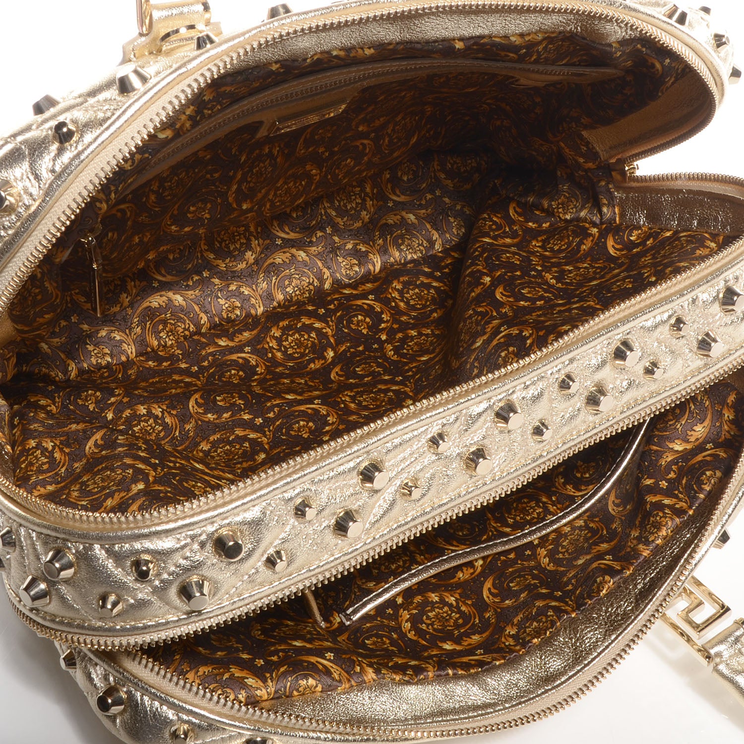 Versace Barocco Quilted Leather Studded Vanitas Demetra Gold 5 of 9