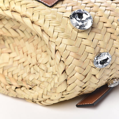 Loewe Raffia Small Stones Basket Tote Bag Natural Tan 9 of 10