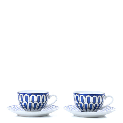 Hermes Porcelain Bleus d'Ailleurs Tea Cup And Saucer Set Of 2 1 of 8