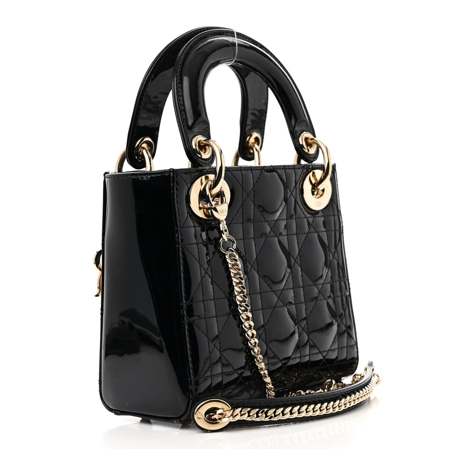 Patent Cannage Mini Lady Dior Black