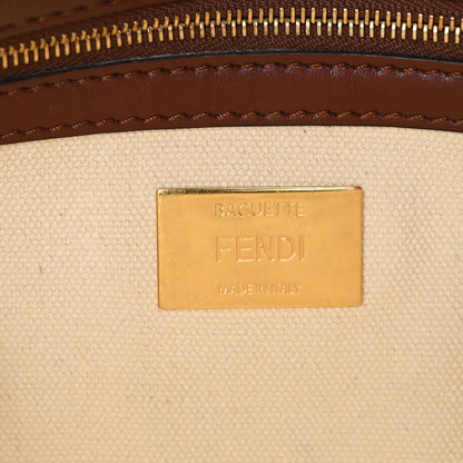 Fendi Sardinian Jacquard Vitello King FF 1974 Embroidered Baguette Corda Praline 6 of 9