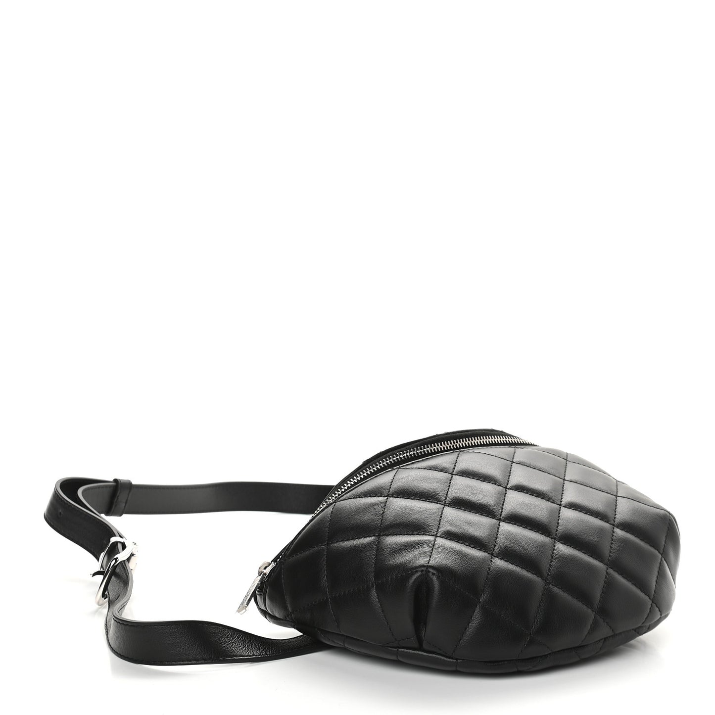 Lambskin Quilted Waist Belt Bag Black