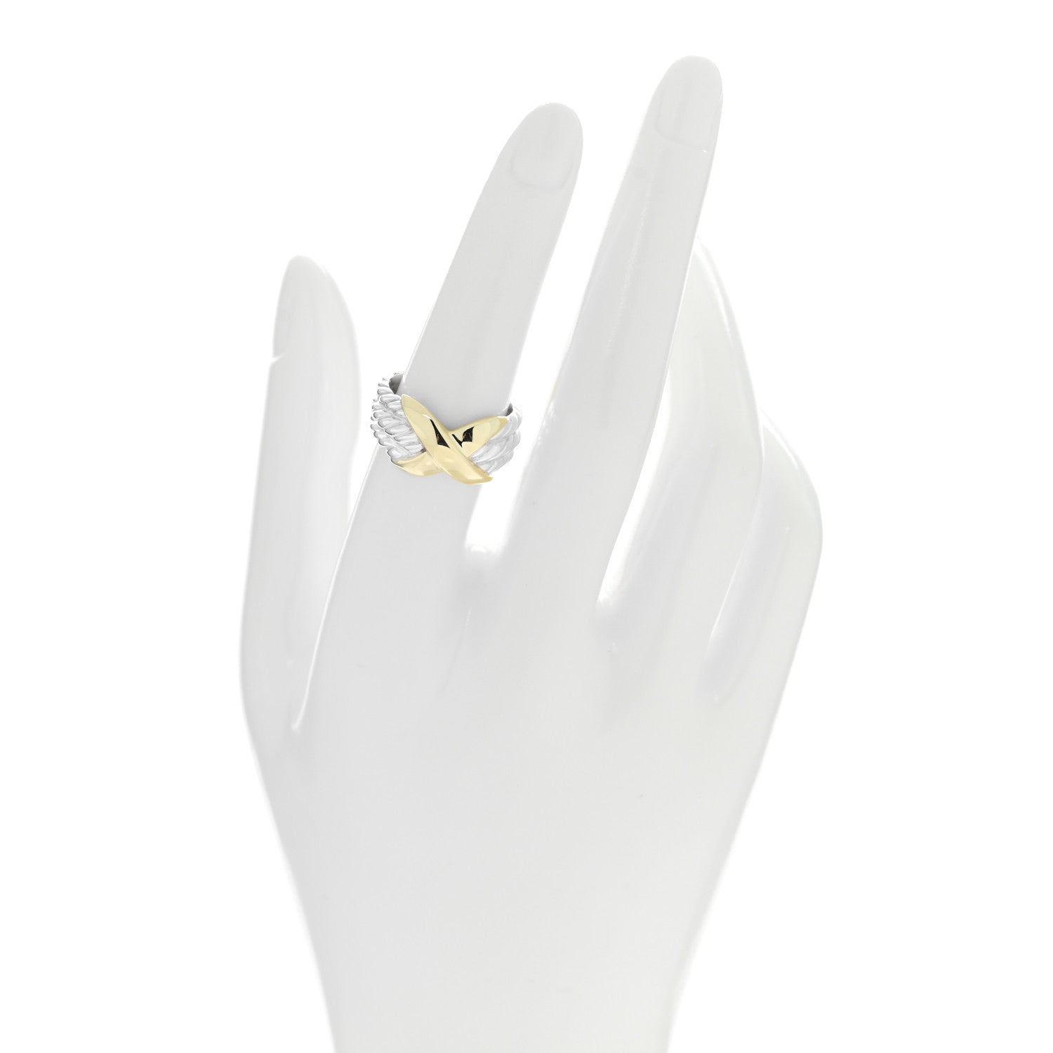 David Yurman DAVID YURMAN Sterling Silver 14k Yellow Gold X Triple Row Ring 7 2 of 4