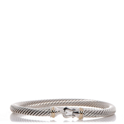 David Yurman Sterling Silver 18K Yellow Gold 5mm Cable Classic Buckle Bracelet 1 of 4