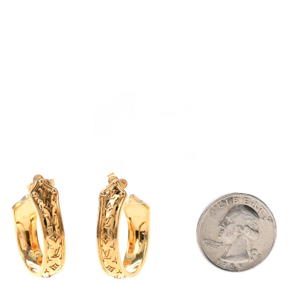 Louis Vuitton Metal Nanogram Sweet Dreams Hoop Earrings PM Gold 2 of 5