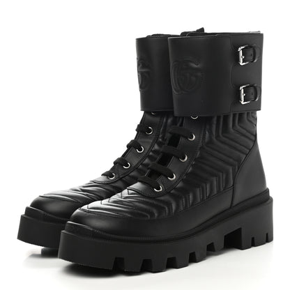 Gucci Nappa Frances GG Matelasse Platform Combat Boots 39 Black 3 of 9