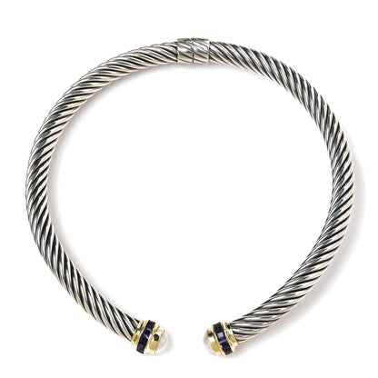David Yurman Sterling Silver 14K Yellow Gold Ioltie Pearl 10mm Hinged Cable Necklace 1 of 3