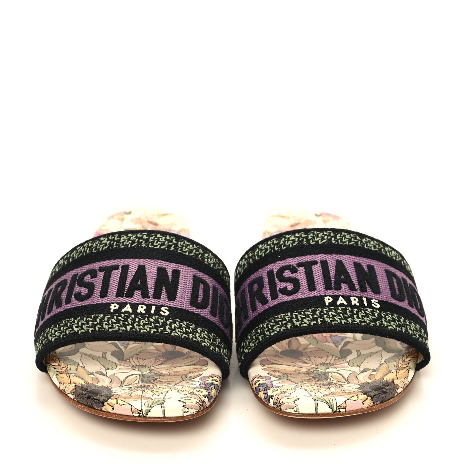 Christian Dior Canvas Embroidered 4 Saisons Dway Flat Slide Sandals 35.5 Lilac 3 of 10