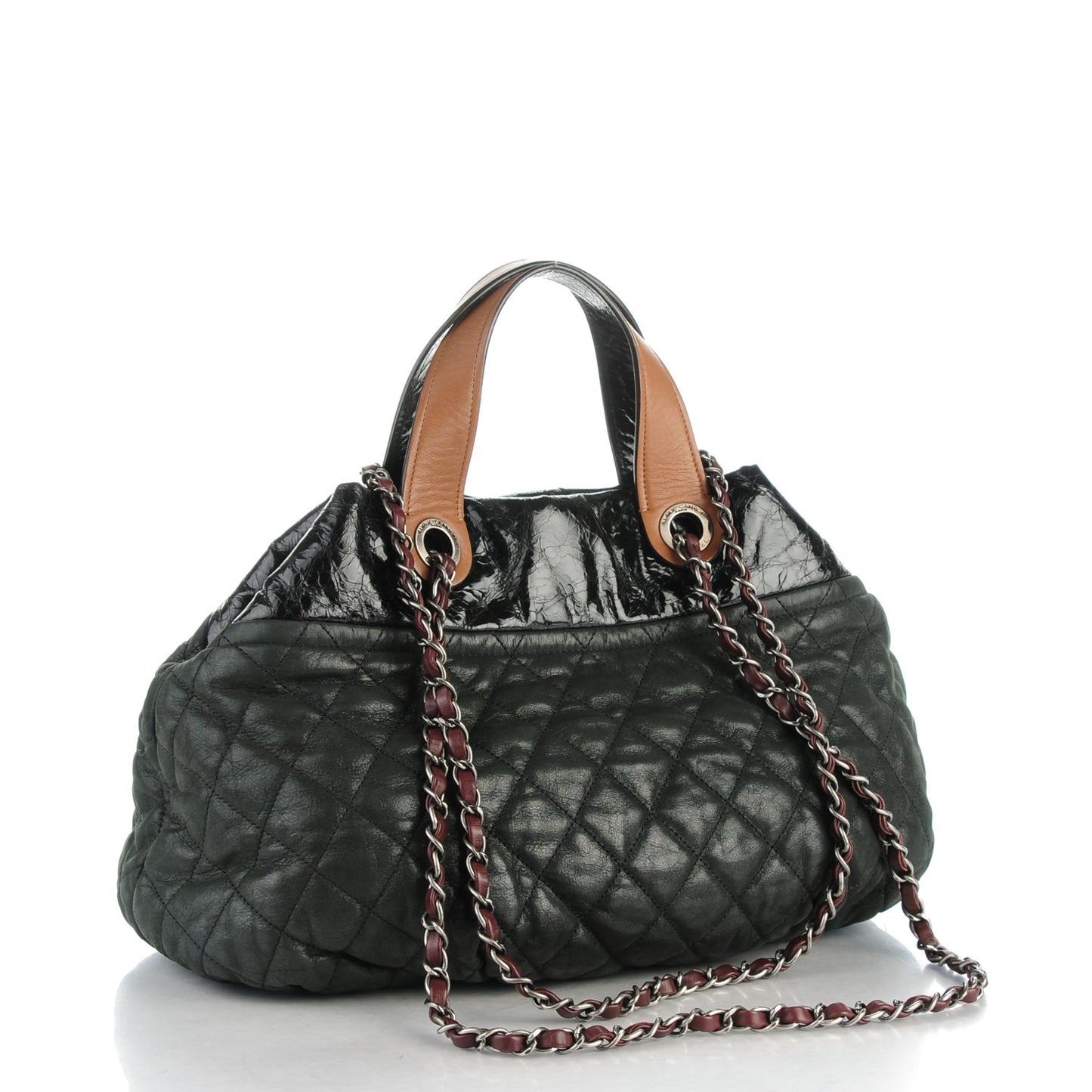 Iridescent Calfskin Small In the Mix Tote Dark Green