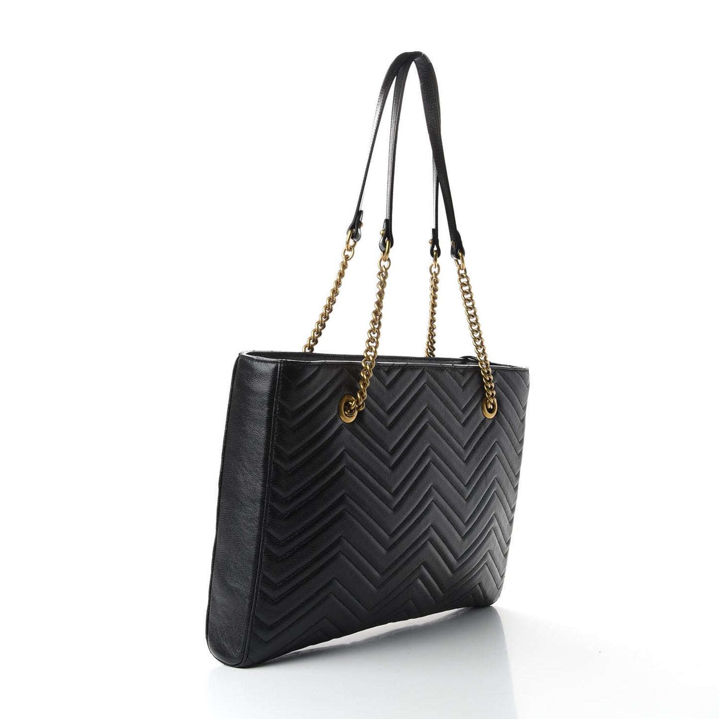 Vintage Calfskin Matelasse Medium GG Marmont Slim Tote Black