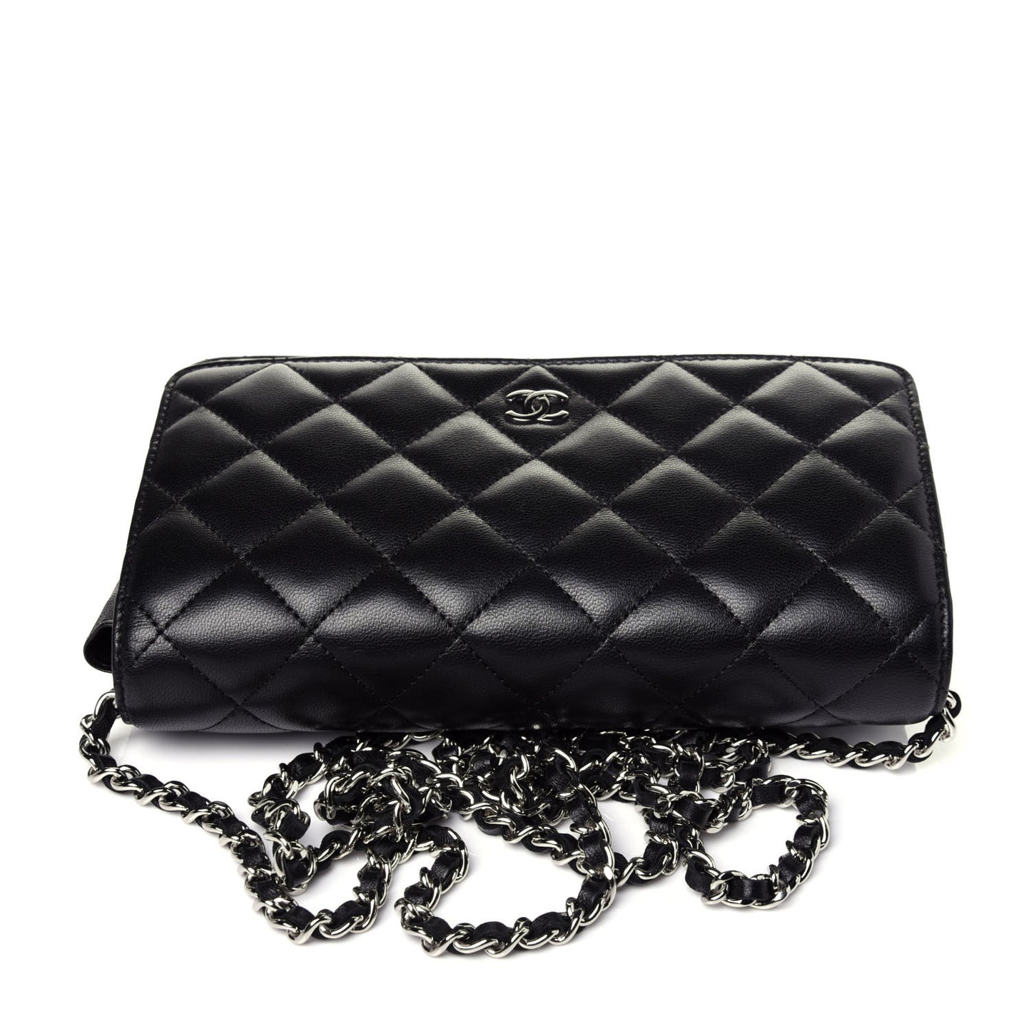 Lambskin Quilted Wallet On Chain WOC Black