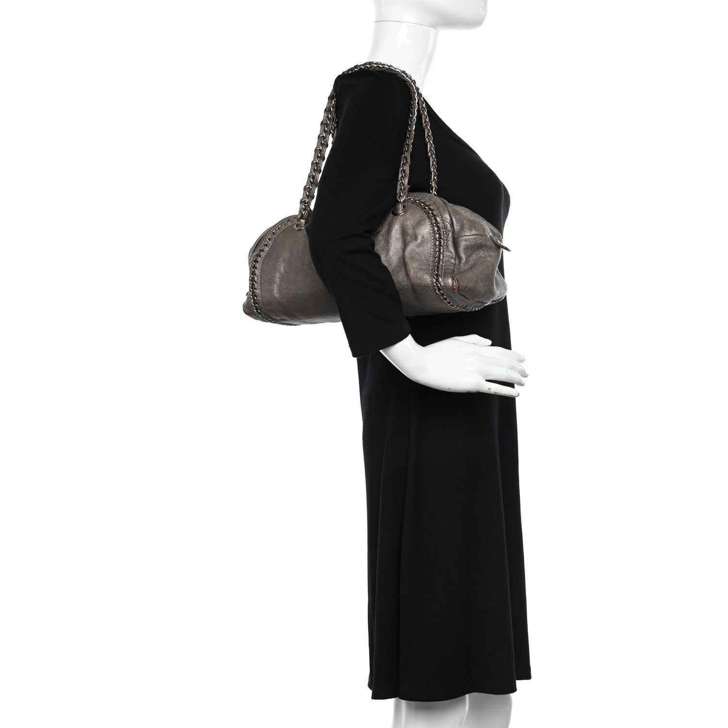 Chanel Metallic Goatskin Medium Luxe Ligne Bowler Bronze 2 of 16