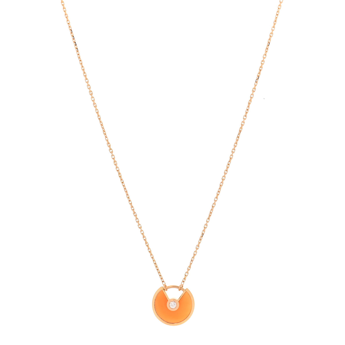 Cartier 18K Pink Gold Diamond Carnelian XS Amulette de Cartier Pendant Necklace 1 of 5