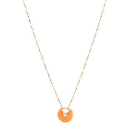 Cartier 18K Pink Gold Diamond Carnelian XS Amulette de Cartier Pendant Necklace 1 of 5