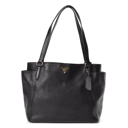 Prada Vitello Daino Side Pocket Tote Black 1 of 12