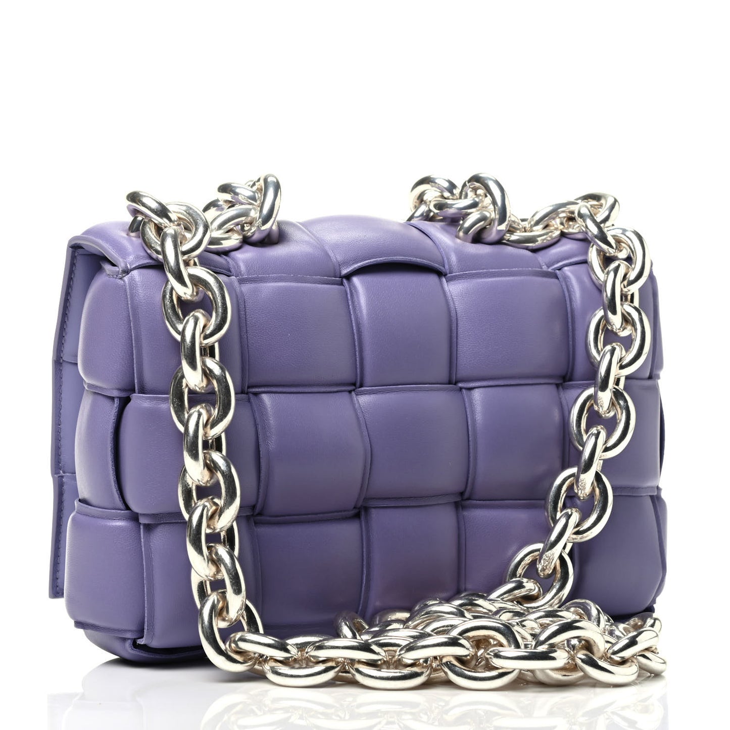Lambskin Maxi Intreccio Padded Chain Cassette Crossbody Bag Lavender